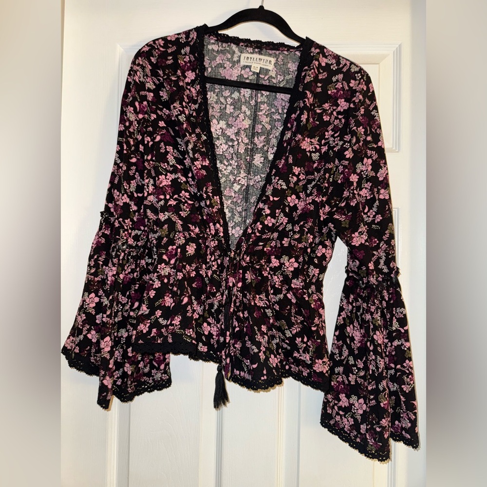 Idyllwind Black and Pink Floral Blouse